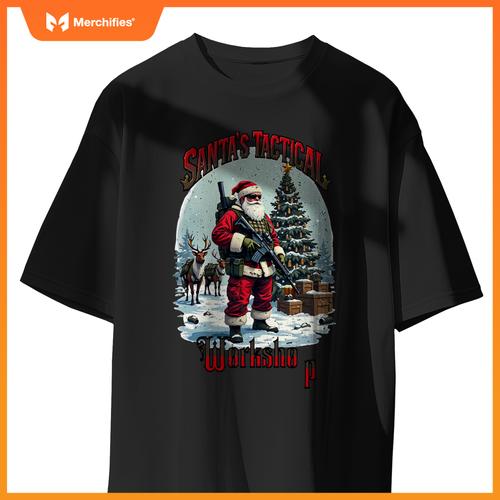 Santa's Tactical Workshop AR-15 Gun Rights Patriotic T-Shirt