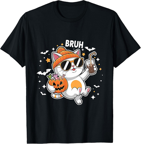 Scary Boo Cute Cat Kitty Coffee Vintage Halloween Costume T-Shirt