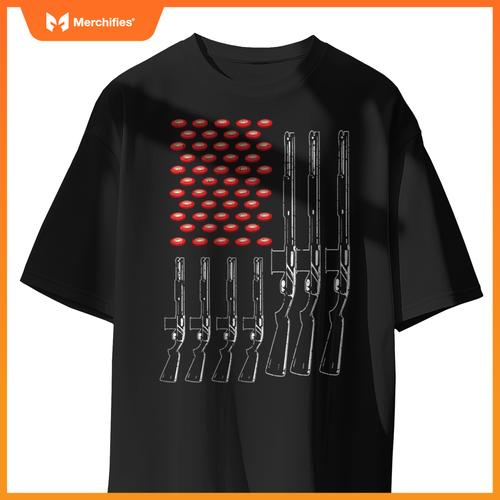 Skeet Shooting American Flag Patriotic Skeet Shooter T-Shirt