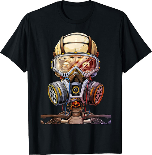 Skeleton Skull Gas Face Mask Adult Halloween Costume T-Shirt