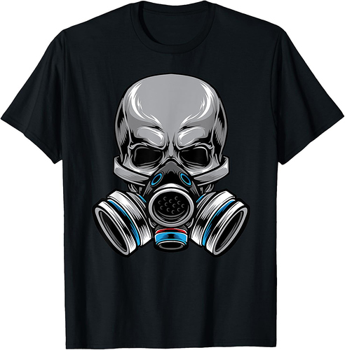 Skeleton Skull Gas Face Mask Adult Halloween Costume T-Shirt