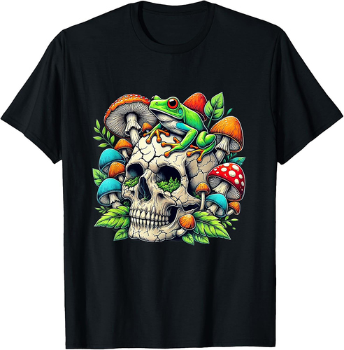 Skull Mushroom Vintage Halloween Hippie T-Shirt