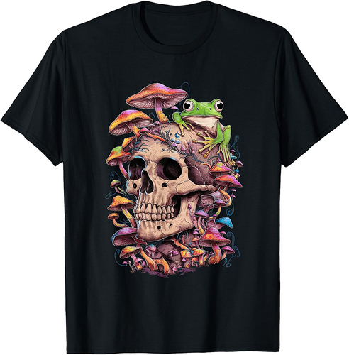 Skull Mushroom Vintage Halloween Hippie T-Shirt