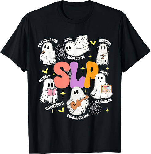 Speech Therapy Spooky Slp Halloween Shirt Cute Ghost T-Shirt