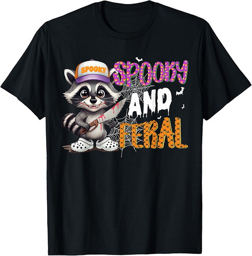Spooky And Feral Raccoon Halloween Creepy Raccoon Spooky T-Shirt