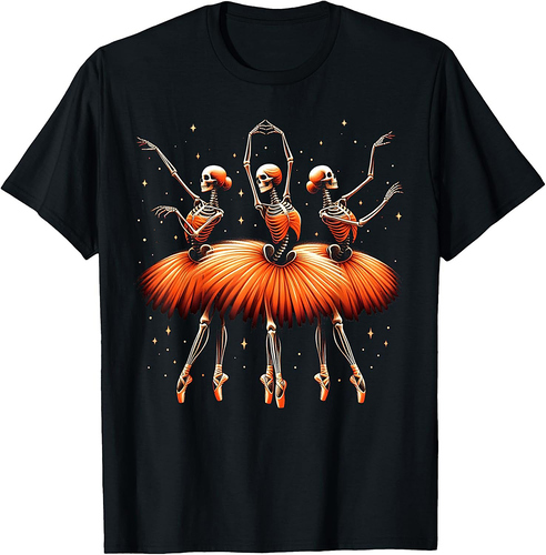 Spooky Ballerina Skeleton Dance Funny Halloween Ballet T-Shirt