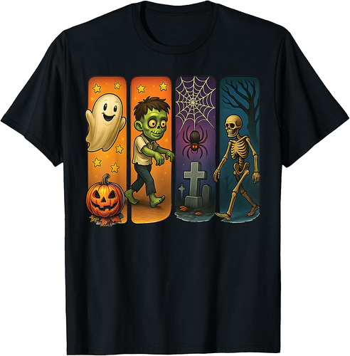 Spooky Cute Ghost Funny Boys Kids Mens Vintage Halloween T-Shirt