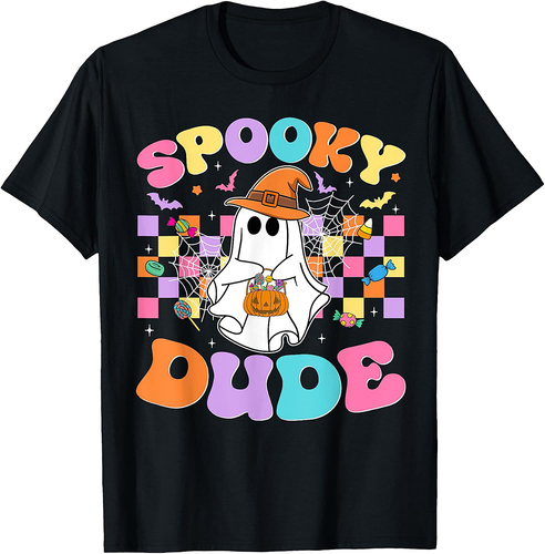 Spooky Dude Ghost Funny Spooky Season Halloween Mens Boys T-Shirt