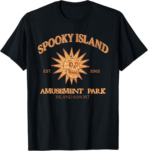 Spooky Island Retro Halloween Skull 90s Halloween Summerween T-Shirt