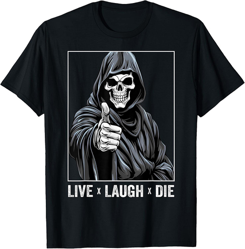 Spooky Skeleton Halloween Live Laugh Die Thumbs Up T-Shirt