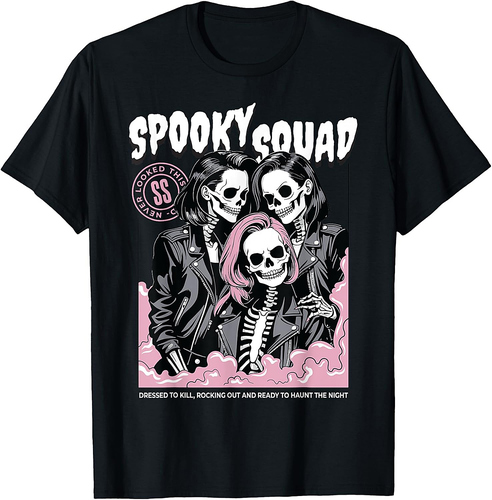 Spooky Squad Skeleton Matching Halloween Group Women Girls T-Shirt