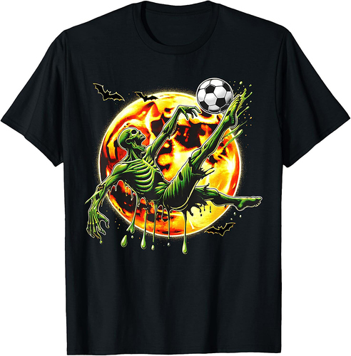 Spooky Zombie Playing Soccer, Halloween Costume Boys Girls T-Shirt