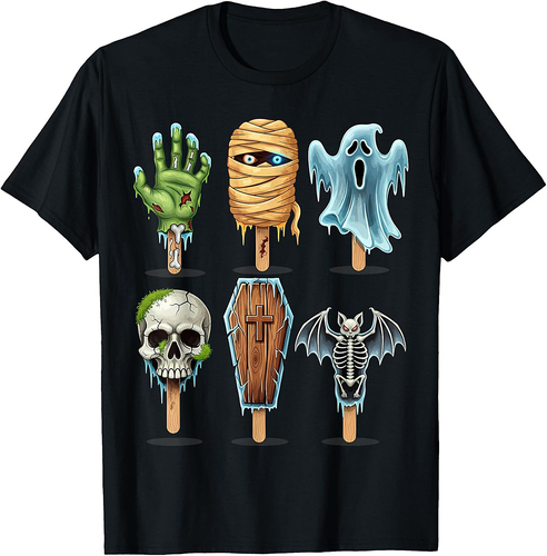 Summerween Horror Movies Summer Popsicle Halloween Ice Cream T-Shirt