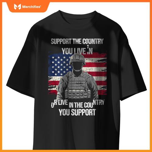 Support Your Country Patriotic Soldier USA Flag Soldier T-Shirt