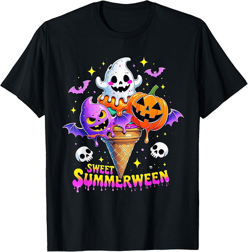 Sweet Summerween Cute Halloween Ice Cream Tee T-Shirt