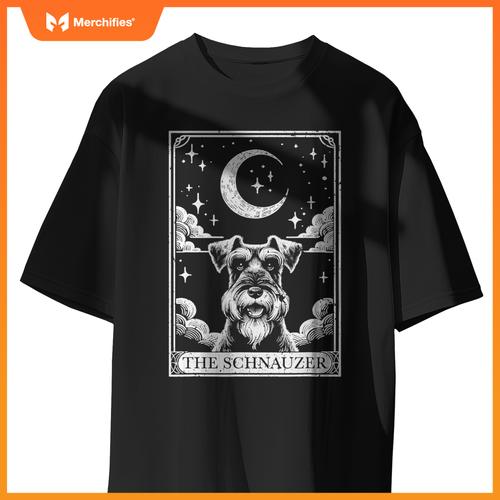 Tarot Card Vintage Crescent Moon Miniature Schnauzer Dog Mom T-Shirt