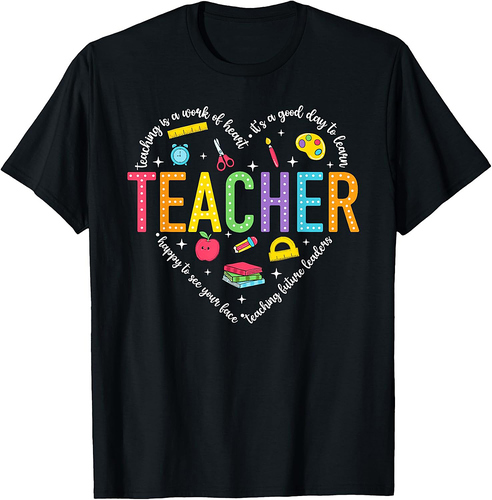 Teacher Heart Back To School Teacher First Day Of School T-Shirt