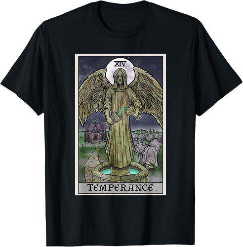 Temperance Tarot Card Gothic Halloween Crying Angel Horror T-Shirt