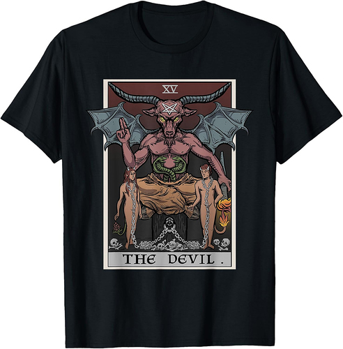 The Devil Tarot Card Baphomet Gothic Witch Occult Halloween T-Shirt