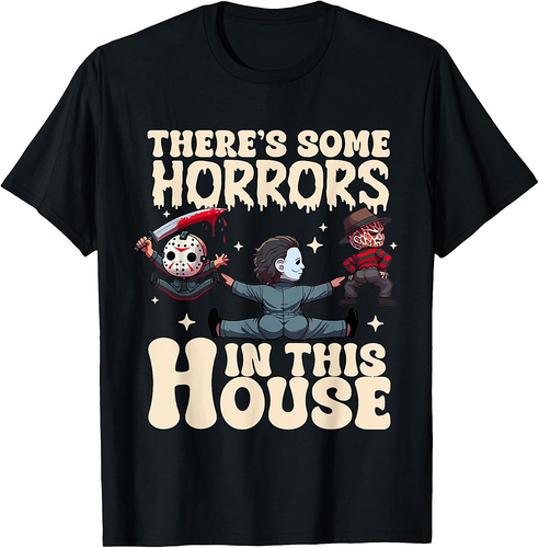 There's Some Horrors In This House Ghost Pumpkin Halloween T-Shirt