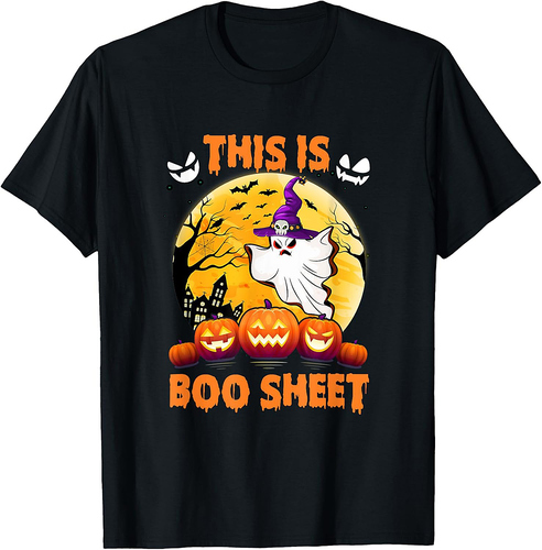 This Is Boo Sheet Ghost Retro Halloween Costume Men Women T-Shirt