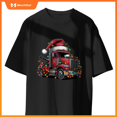 Tow Trucker Tow Truck Towing Christmas Hat Xmas T-Shirt