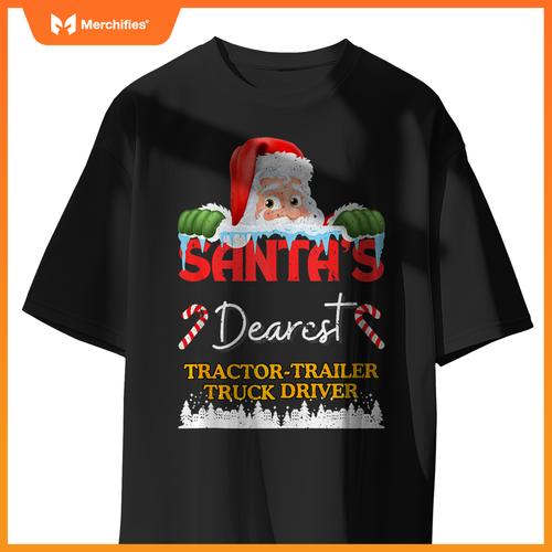 Tractor Trailer Truck Driver Christmas Job Work Profession S T-Shirt