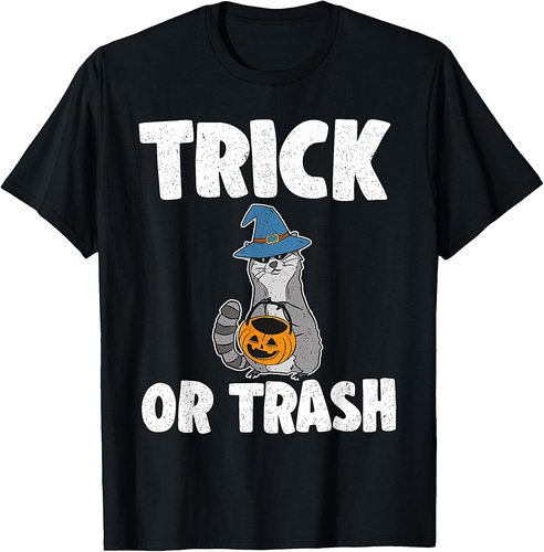Trick Or Trash Raccoon Cute Halloween T-Shirt