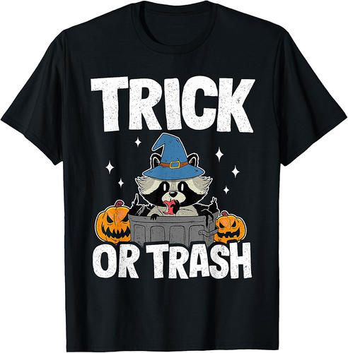 Trick Or Trash Raccoon Racoon Funny Halloween T-Shirt