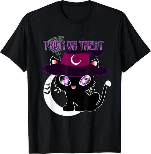 Trick or Treat for Kids - Witch Cat Halloween T-Shirt