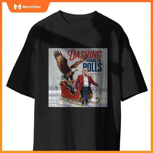 Trump Dashing Through the Polls Eagle USA American Patriotic T-Shirt