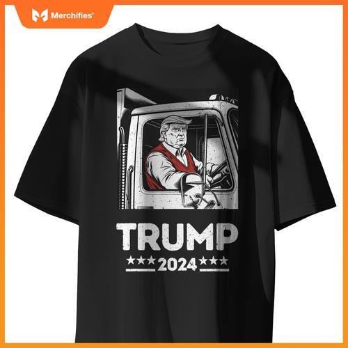 Trump Rides Garbage Truck - Team Garbage For Trump 2024 T-Shirt