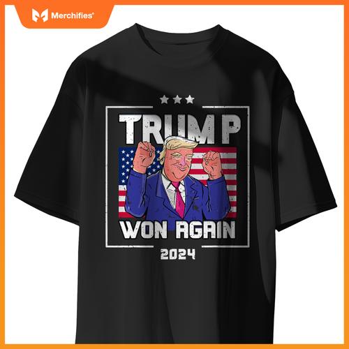 Trump Won Again 2024 Patriotic Victory Celebration T-Shirt