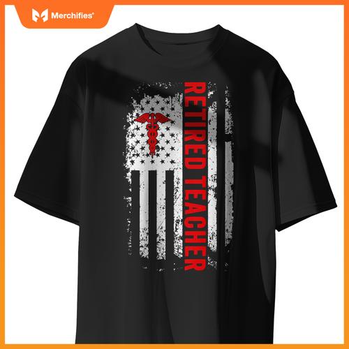 US American Flag Retired Teacher For Men Women Retirement