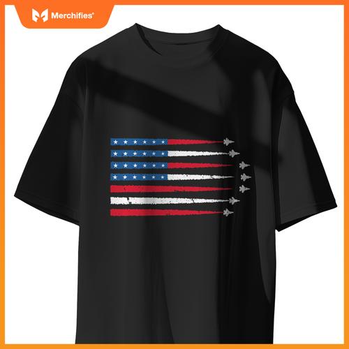 USA American Flag Men Women Kids Fighter Jets Patriotic T-Shirt