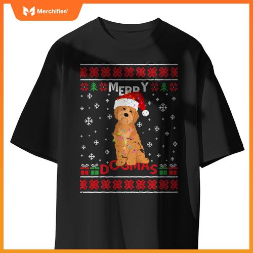 Ugly Funny Merry Dogmas Havanese Xmas Dog Santa Hat Lights T-Shirt