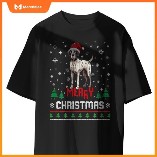 Ugly Merry Christmas Great Dane Xmas Dog Santa Hat T-Shirt