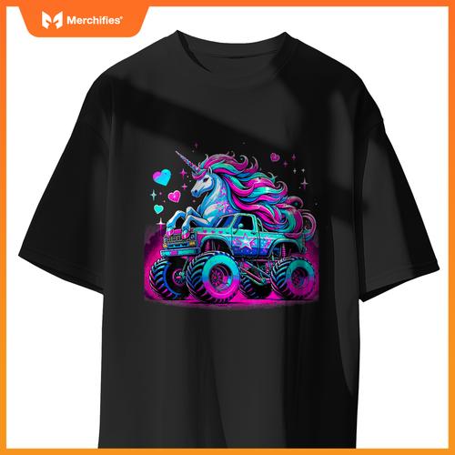 Unicorn Monster Truck Girl Birthday Party T-Shirt