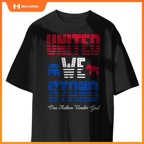 United We Stand, One Nation Under God Patriotic USA T-Shirt