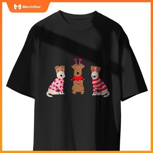 Valentines Welsh Wire Fox Terrier Cute Dogs Heart Love Puppy T-Shirt