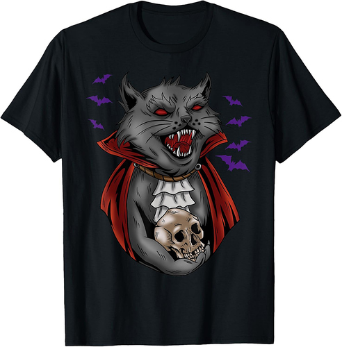 Vampire Cat Halloween T-Shirt for Men Women