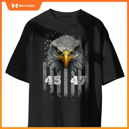 Vintage 45 47 Trump 2024 President Election Patriotic Eagle T-Shirt