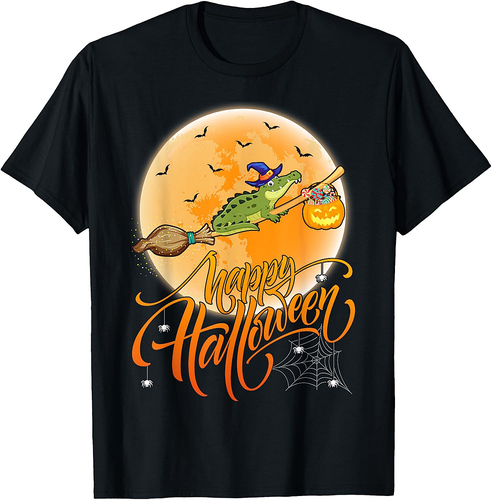 Vintage Alligator Ride Witch Shotgun Alligator Halloween T-Shirt