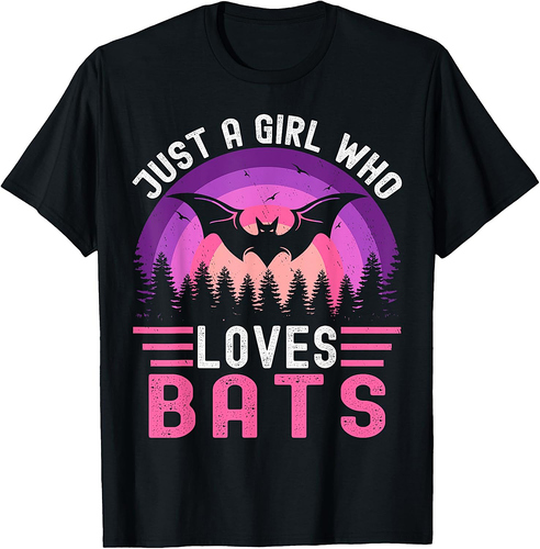 Vintage Bat Just a Girl Who Loves Bats Funny Bat Halloween T-Shirt