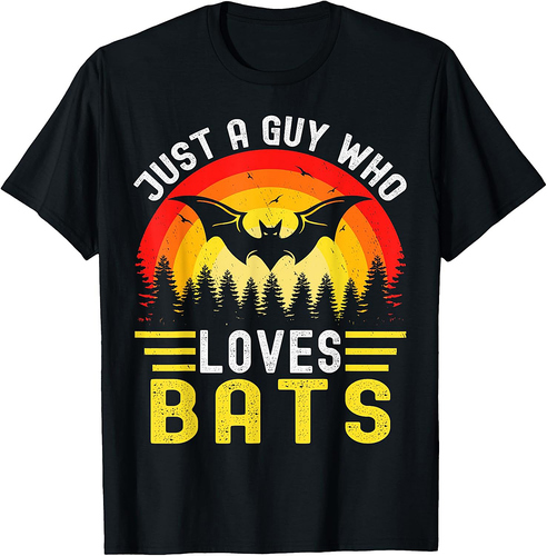 Vintage Bat Just a Guy Who Loves Bats Funny Bat Halloween T-Shirt