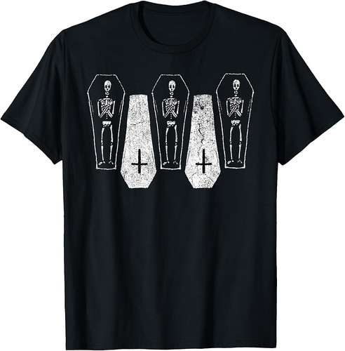 Vintage Coffins with Skeletons Halloween Party Costume Tee T-Shirt