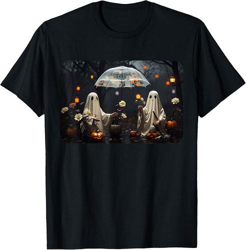 Vintage Cottagecore Halloween Ghosts In The Forest Gothic T-Shirt