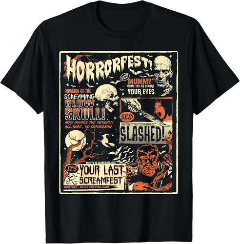 Vintage Horrorfest Movie Poster Terror Old Time Halloween T-Shirt