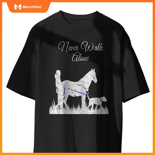 Vintage Never Walk Alone Horse, Dog and Rider for Girl T-Shirt