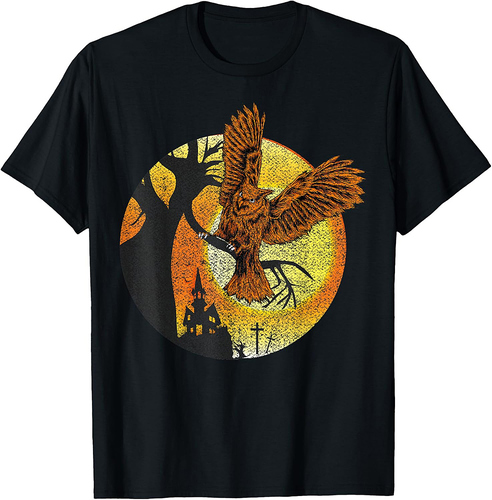 Vintage Owl & Moon Halloween T-Shirt